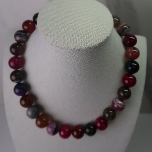 ✨Stunning Natural Pink Dragon Vein Agate Necklace ✨ - Picture 3 of 7